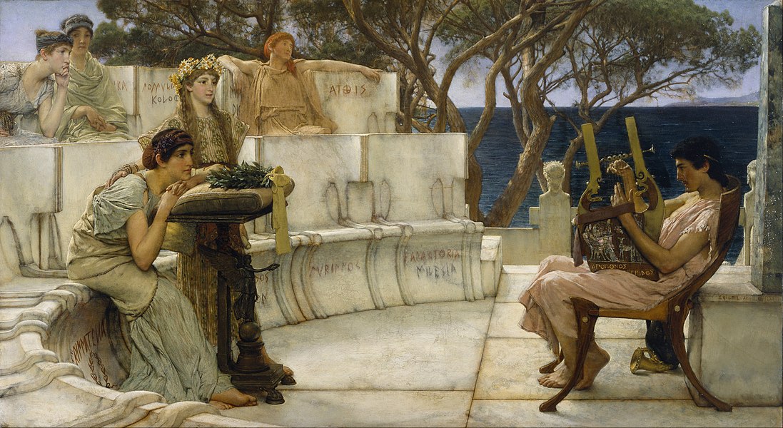 Sappho and Alcaeus by Lawrence Alma-Tadema, 1881, Oil on panel
