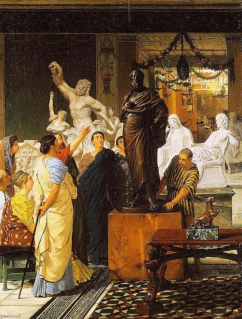 A Sculpture Gallery in Rome by Lawrence Alma-Tadema, 1867, Oil on canvas
