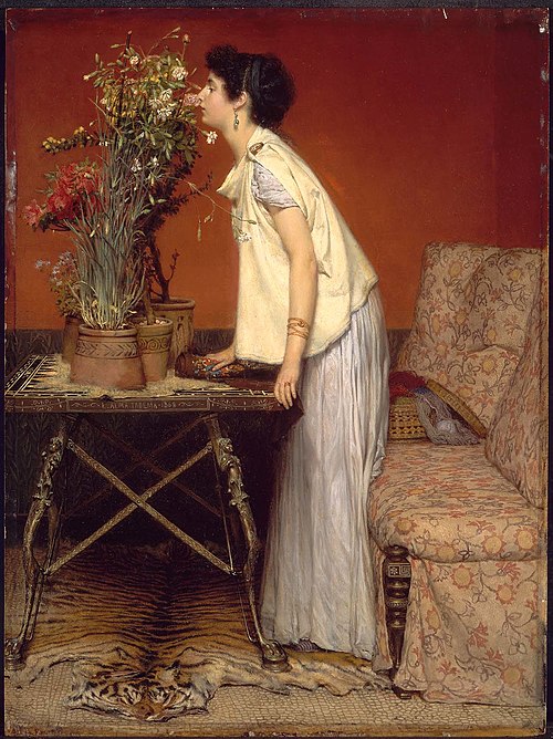 Woman and Flowers by Lawrence Alma-Tadema, 1868, Oil on panel