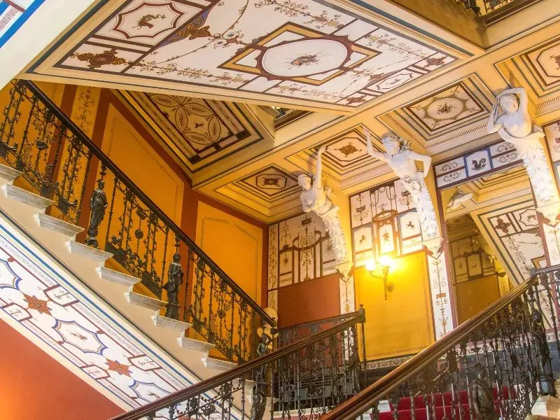 The Imperial Staircase of the Achilleion Palace, with Pompeian frescos by Discanno