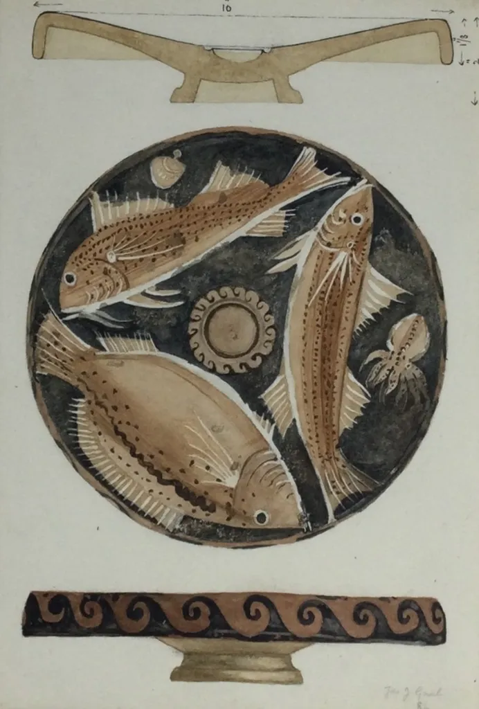 Roman Bowl with Fish Decoration by James John Gaul, 1886