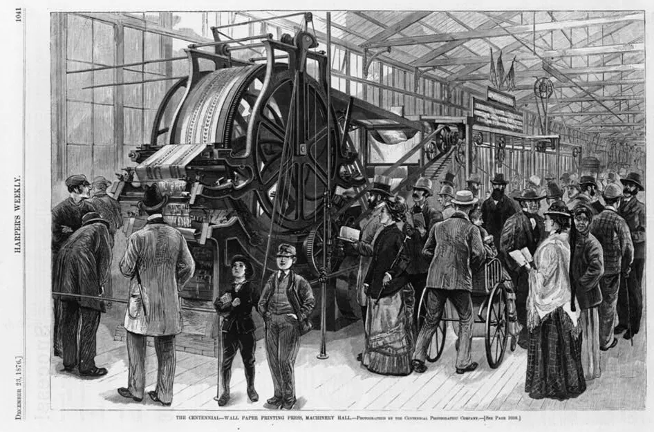A massive Victorian printing press from 1876 Harper's Weekly