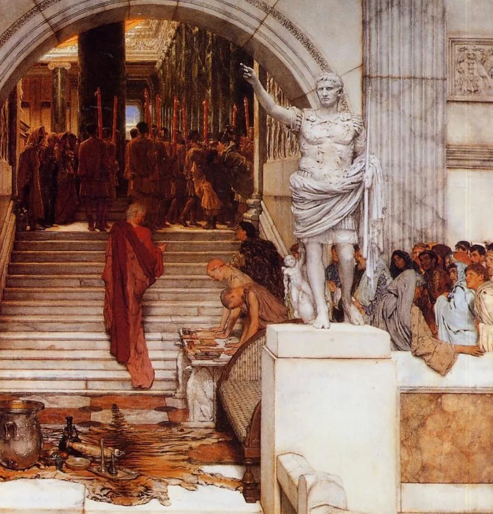 Lawrence Alma Tadema painting After the Audience featuring tiger skin