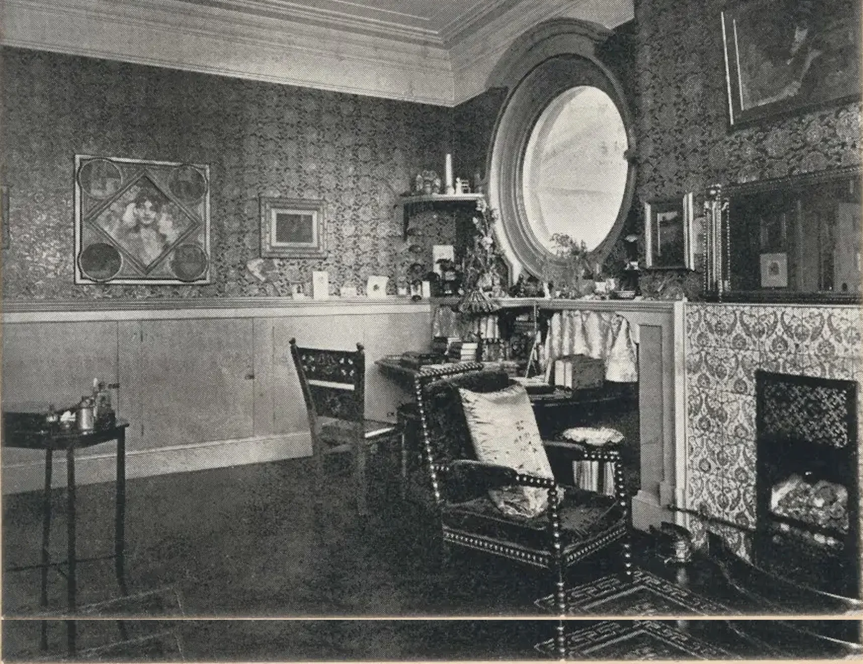 Alma-Tadema Corner Studio with circular porthole window, 1912 photograph