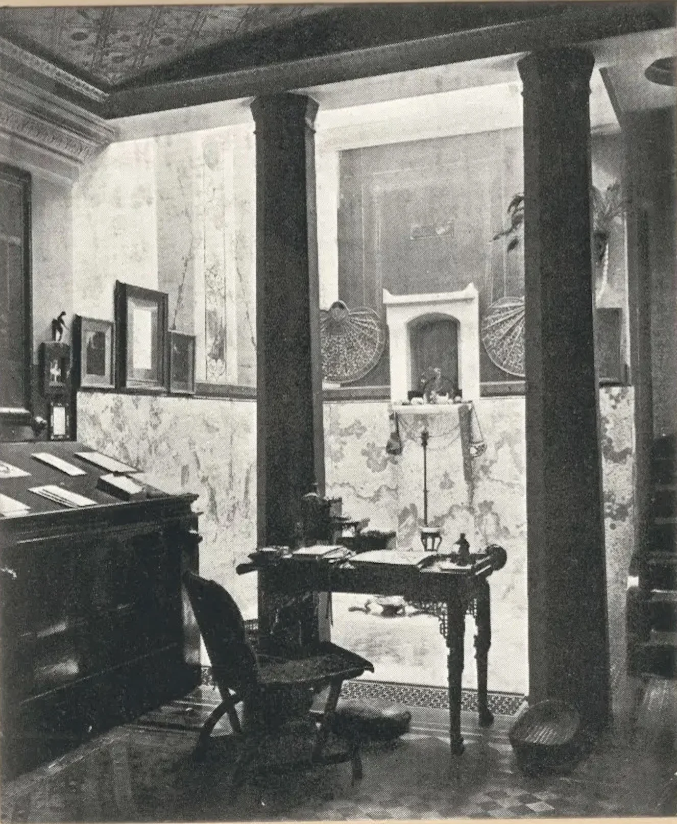Casa Tadema Atrium with Roman columns and marble details, 1912 photograph