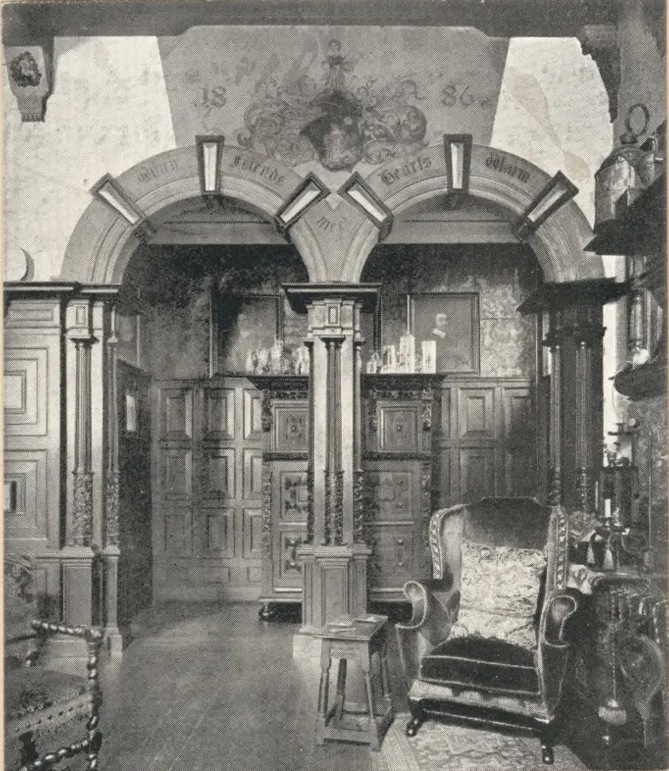 Laura Alma-Tadema Dutch Room studio with 17th century Gouda paneling, 1912