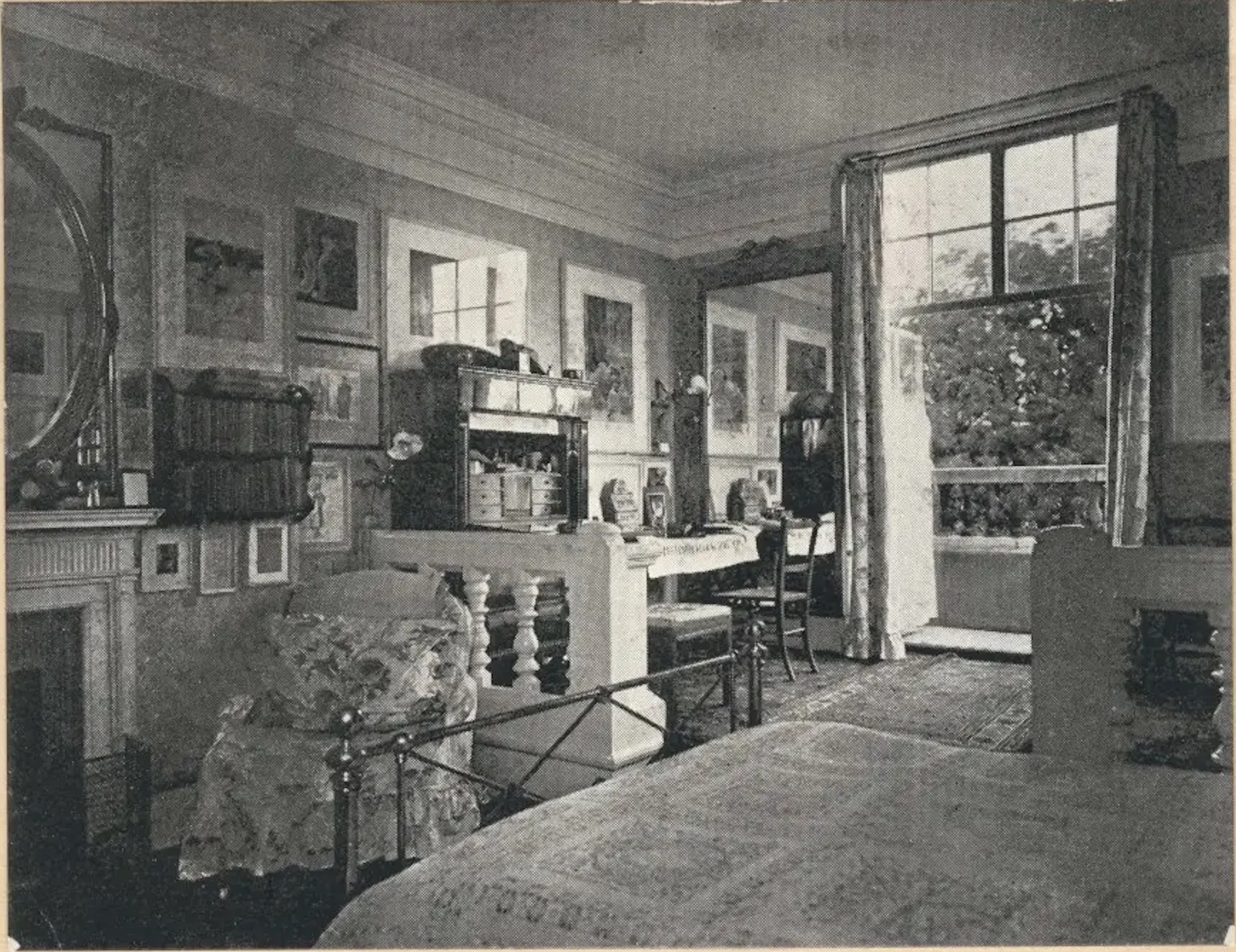 Casa Tadema Bedroom No. 3 with balcony overlooking rose garden, 1912