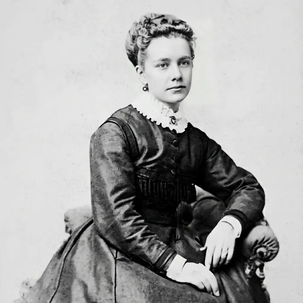 Artje Brouwer Tadema seated (AI Enhanced B&W)