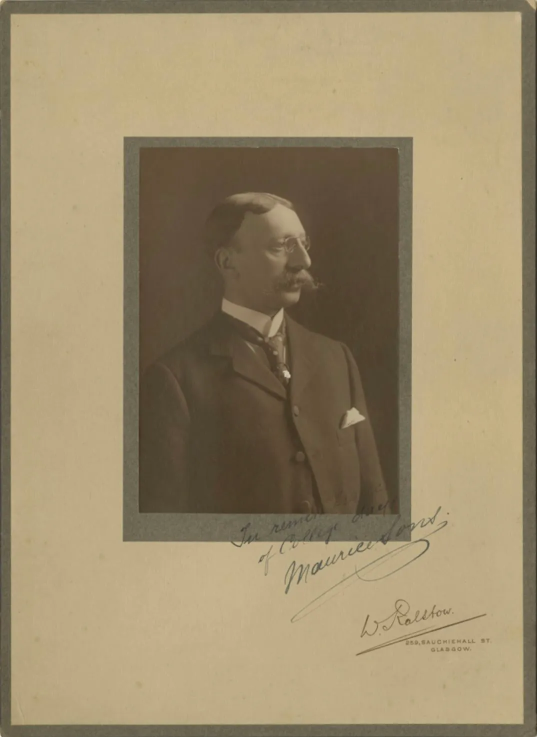 Photograph of Maurice Sons by W. Ralston, Glasgow. Royal College of Music Museum.