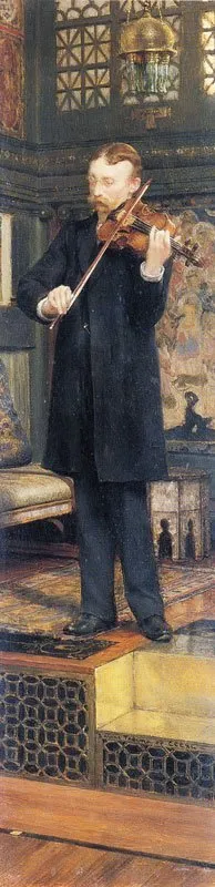 Portrait of Maurice Sons Esq. playing the violin in Alma-Tadema's studio