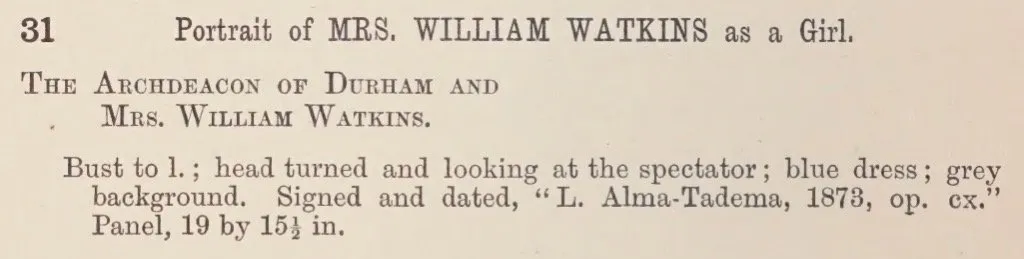 Portrait of Miss Kate Thompson (Portrait of Mrs. William Watkins as a Girl)