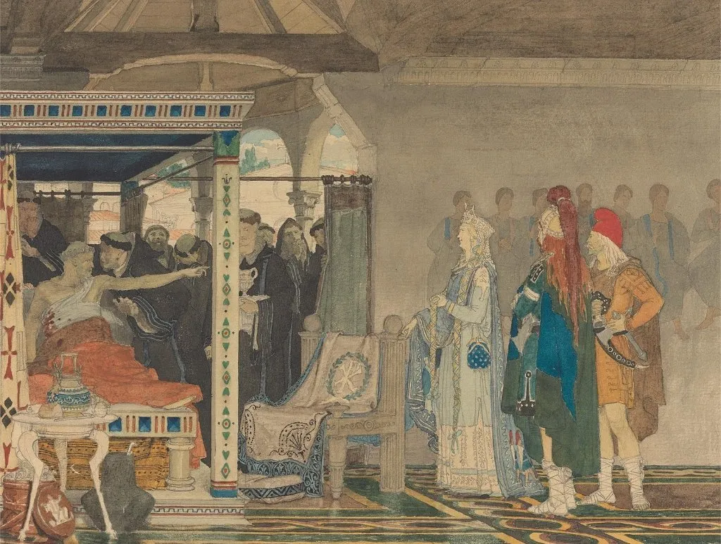Queen Fredegonda at the deathbed of Bishop Praetextatus (first version)