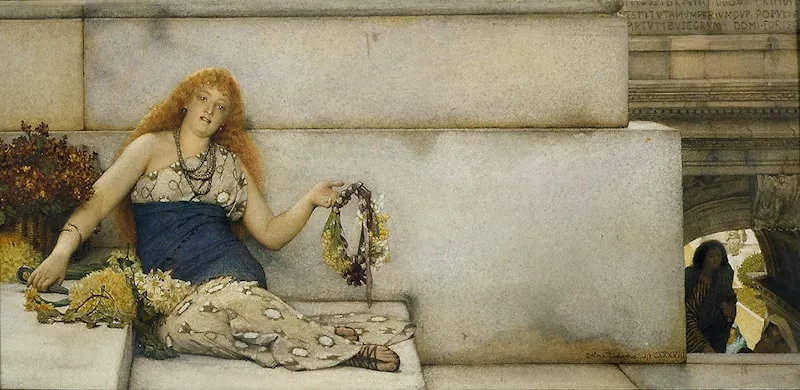 Spring flowers: garland seller on the steps of the Capitol (second version)