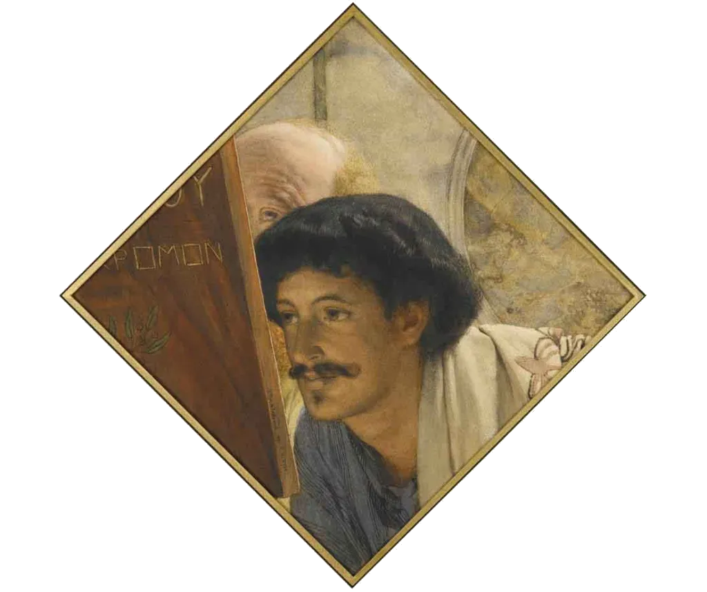 Two heads from 'The Picture Gallery': A visit to the studio by Charles W. Deschamps and his wife (first version)