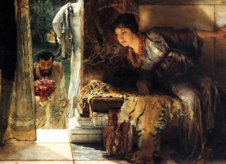Alma-Tadema's Well-Known Footsteps - waiting at the door