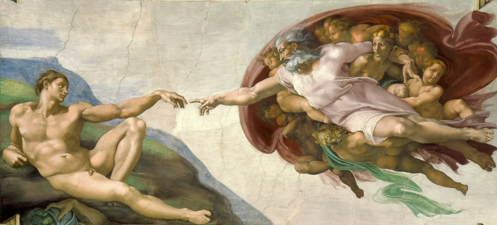 History of Art Trends - Creation of Adam by Michelangelo marking the Renaissance return to anatomical realism