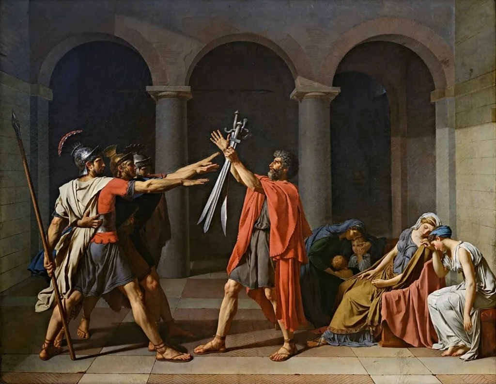 History of Art Trends - Oath of the Horatii by Jacques-Louis David representing Neoclassical severity and duty