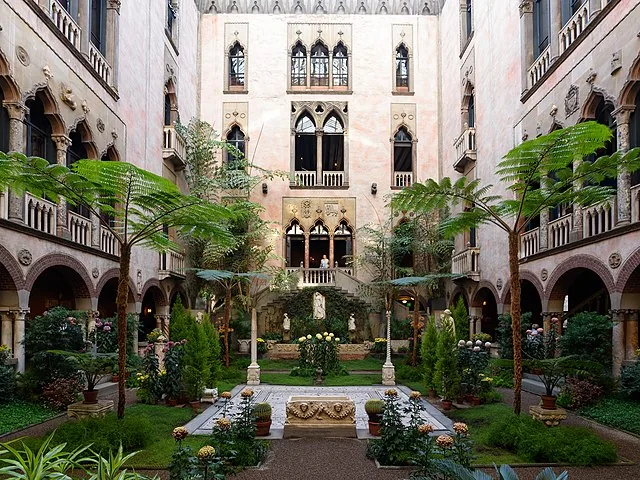 The central courtyard garden of the Isabella Stewart Gardner Museum in Boston