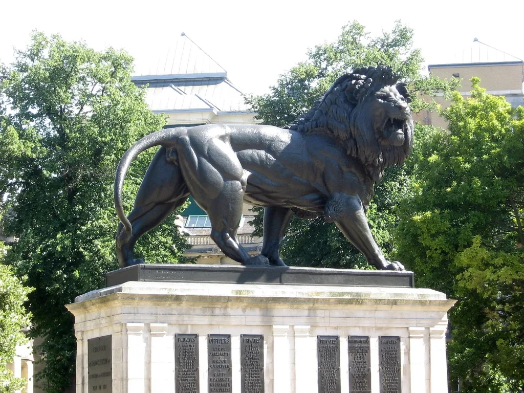 The Maiwand Lion in Forbury Gardens, Reading, sculpted by George Simonds.