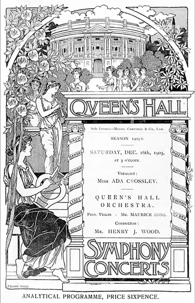 Queen's Hall Concert Program 1905 featuring Maurice Sons