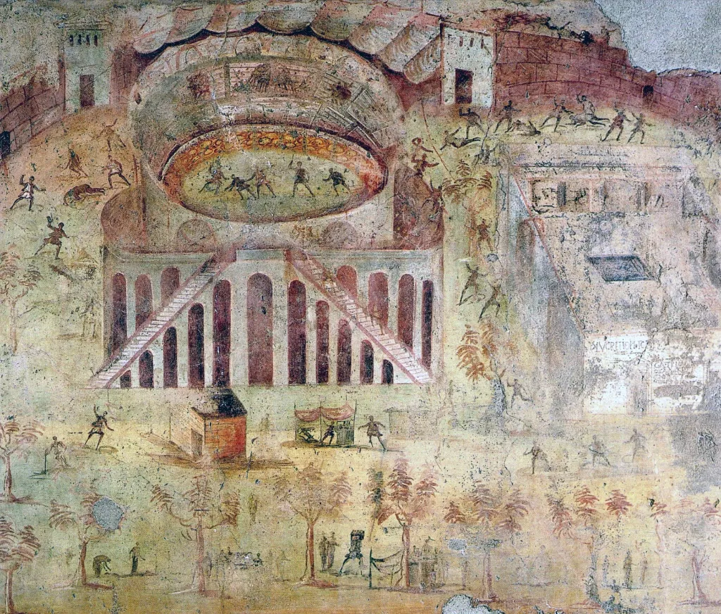 Fresco of the Riot at the Amphitheatre in Pompeii