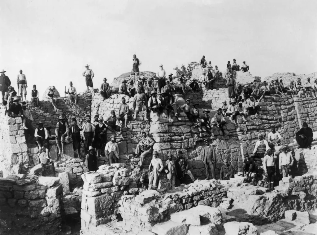 Heinrich Schliemann and team at the excavations of Troy, circa 1890