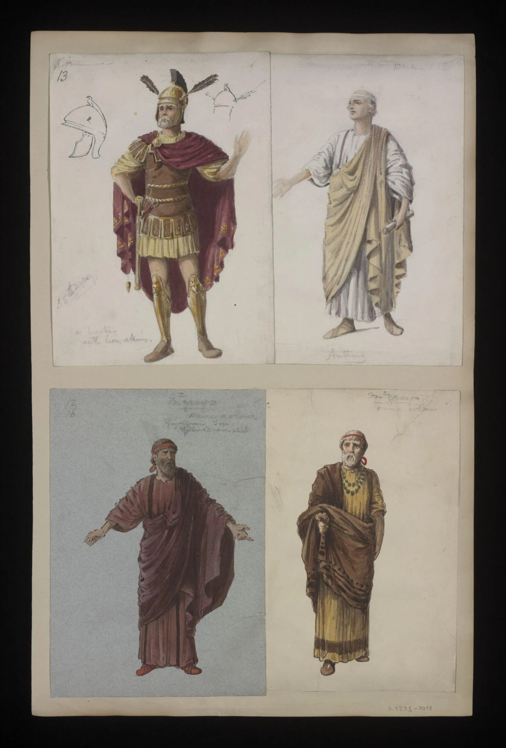Lawrence Alma-Tadema Victorian theatre costume design for Coriolanus (Slide 1), part of the V&A Museum's rare theatrical archive