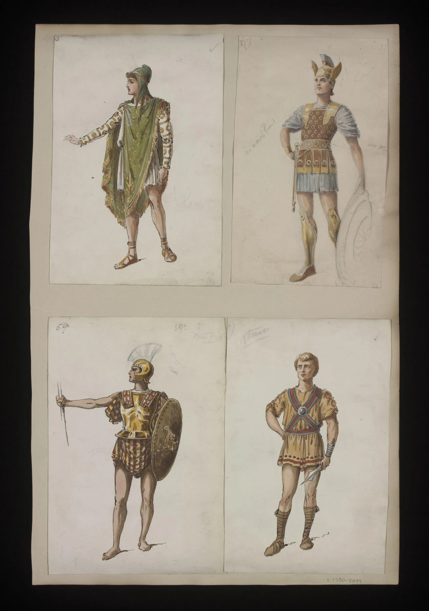 Lawrence Alma-Tadema Victorian theatre costume design for Coriolanus (Slide 12), part of the V&A Museum's rare theatrical archive