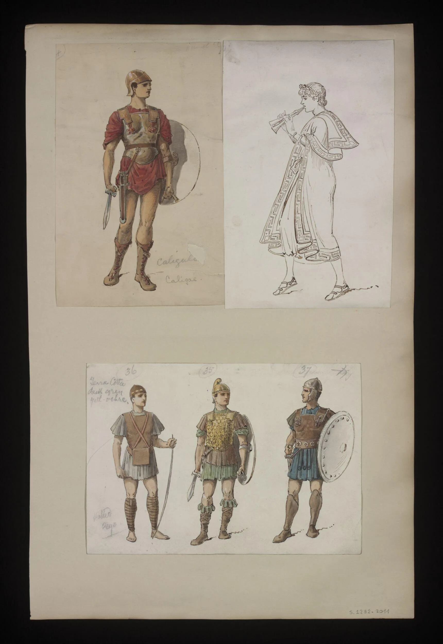 Lawrence Alma-Tadema Victorian theatre costume design for Coriolanus (Slide 8), part of the V&A Museum's rare theatrical archive