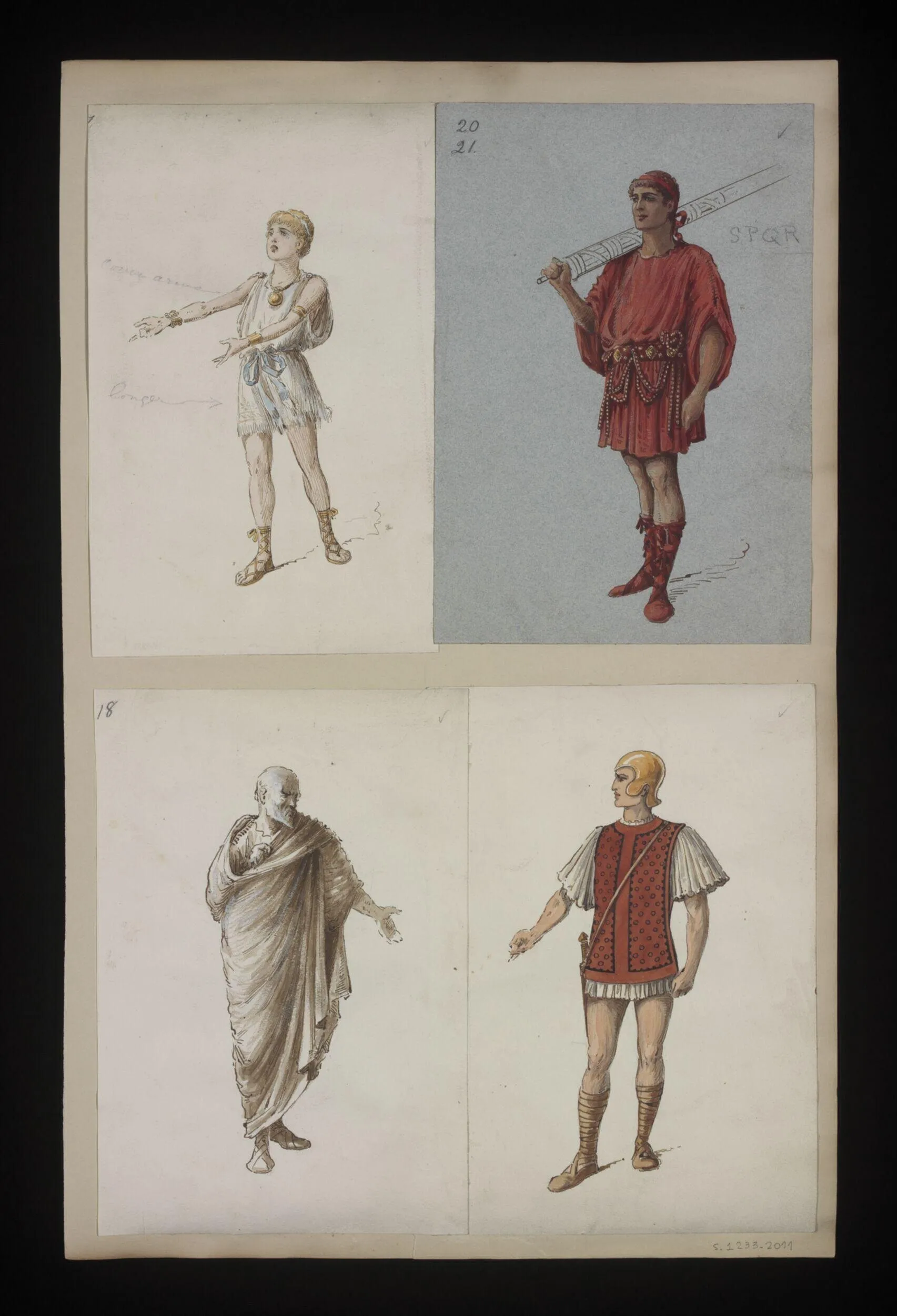 Lawrence Alma-Tadema Victorian theatre costume design for Coriolanus (Slide 9), part of the V&A Museum's rare theatrical archive