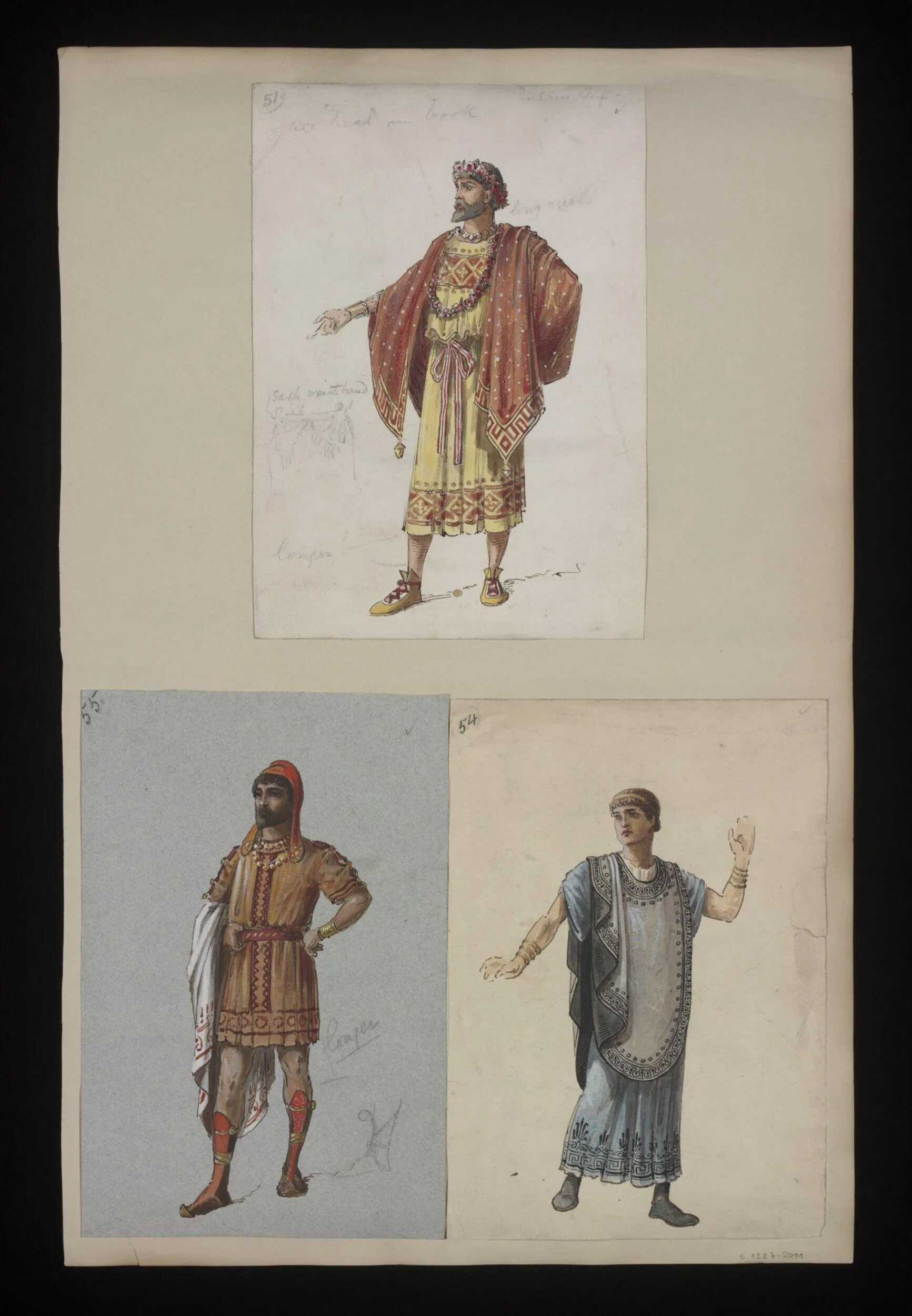Lawrence Alma-Tadema Victorian theatre costume design for Coriolanus (Slide 10), part of the V&A Museum's rare theatrical archive